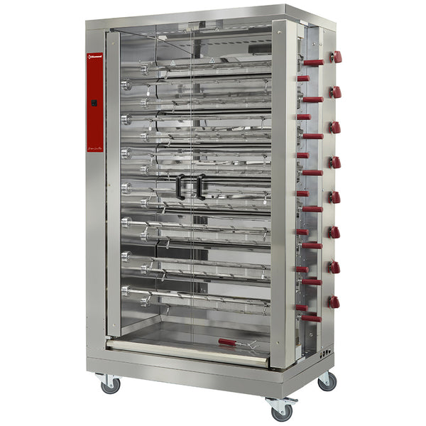 Diamond Hähnchengrill Gas, 15 Spieße, 2 Reihen auf Rädern (90 Hähnchen)