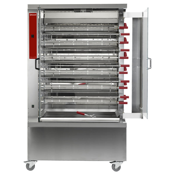 Diamond Hähnchengrill Gas, 11 Spieße, 2 Reihen auf Rädern (66 Hähnchen)