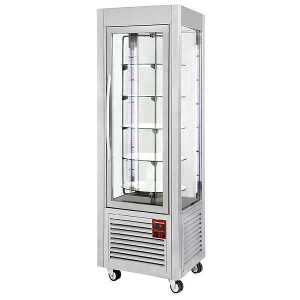 Diamond Panorama Vitrine, 5 rotierende Glasablagen, 360 LT, Edelstahl