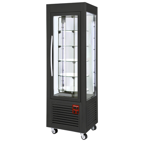 Diamond Panorama Vitrine, 5 rotierende Glasablagen, 360 LT, Schwarz