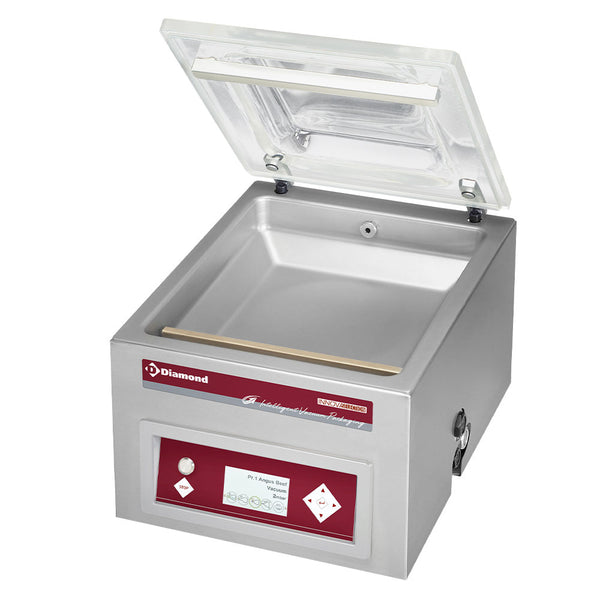 Diamond Vakuummaschine, Edelstahlbehälter 350x370xh150 mm. -16 m3/Std. LCD-Bildschirm