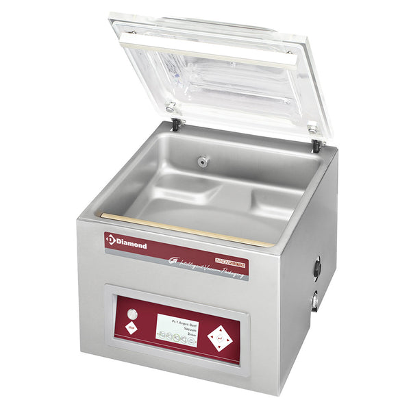 Diamond Vakuummaschine, Edelstahlbehälter 420x370xh180 mm. -21 m3/Std. LCD-Bildschirm