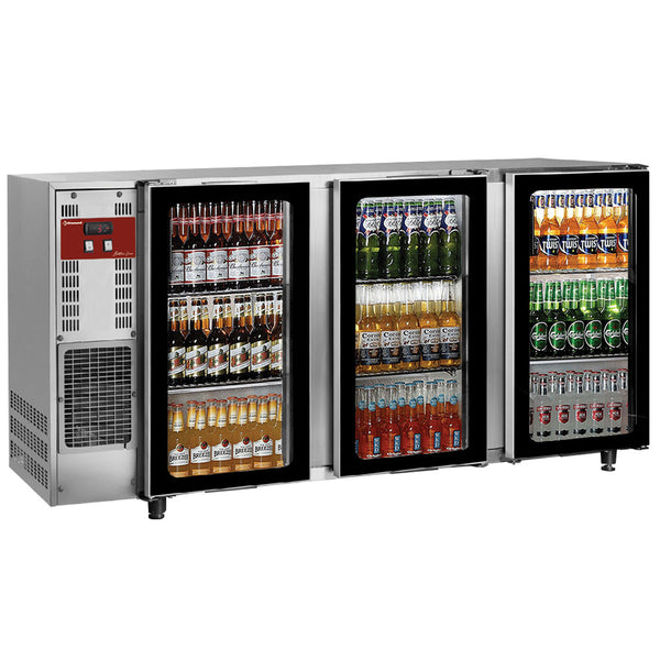 Diamond Flaschenkühlschrank, Edelstahl, 3 Glastüren, 579 Liter