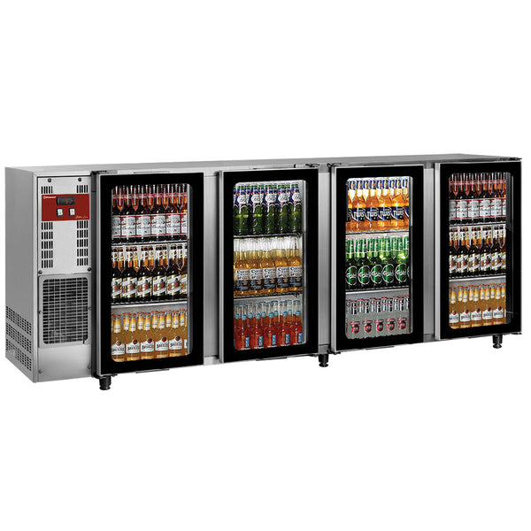 Diamond Flaschenkühlschrank, Edelstahl,  4 Glastüren, 783 Liter