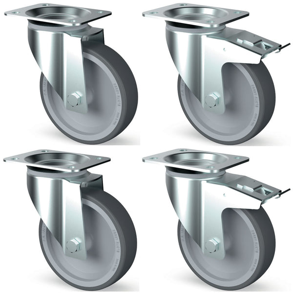 Diamond Kit 4 Lenkrollen aus Edelstahl, 2x mit Bremse