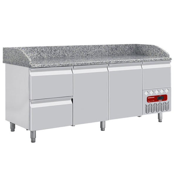 Diamond Kühltisch  2 Türen 600x400, 2 neutrale Schubladen (8x Behälter  600x400) + Schubladen für Utensilien