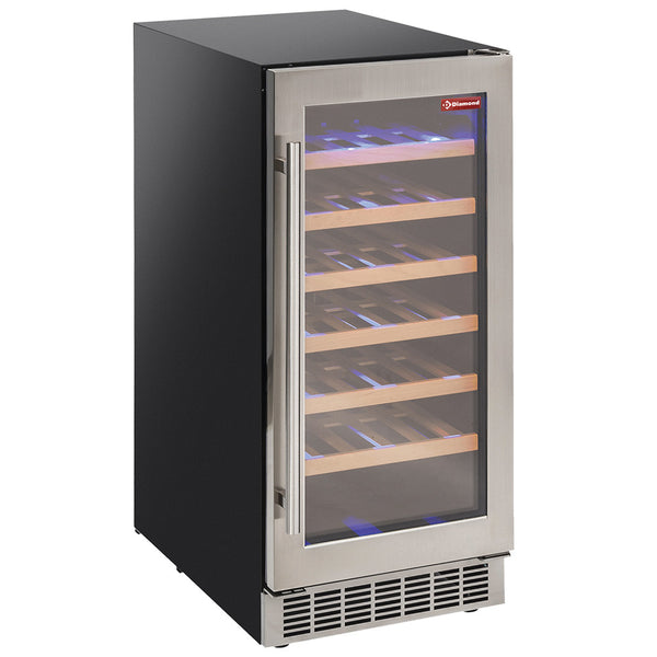 Diamond Weinkeller Vitrine, belüftet, Edelstahltür, 106 Lt., SCHWARZ