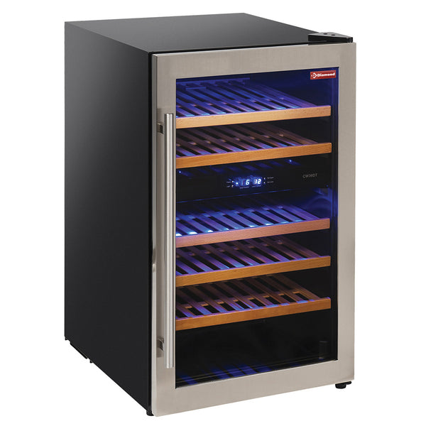 Diamond Weinkeller Vitrine, belüftet, Edelstahltür, 140 Lt.,2 T°, - SCHWARZ