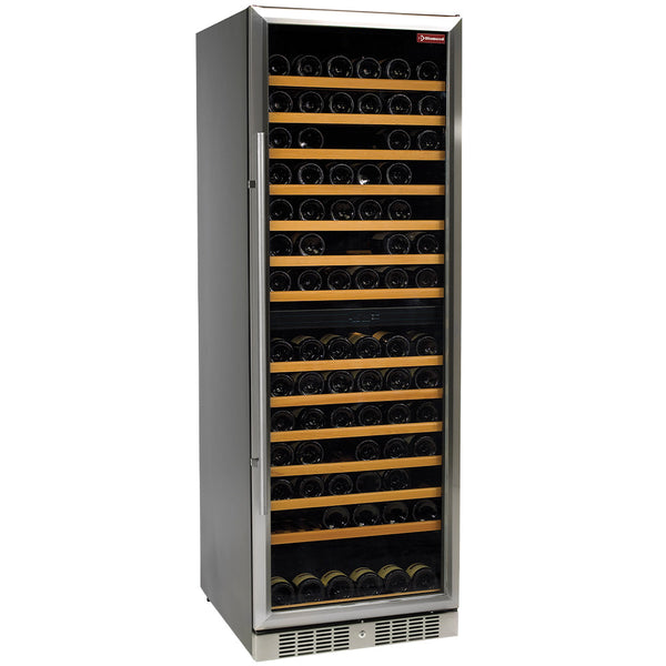 Weinkeller Vitrine, belüftet, 375 Lt., Edelstahl Tür, 2 T°,BLACK