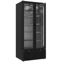 DIVERSO Getränkevitrine positiv belüftet, 804 Liter, 2 Drehtüren, SCHWARZ