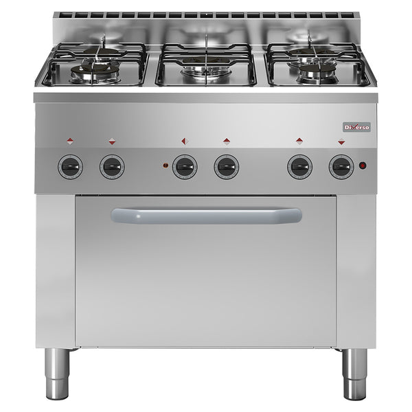 Diverso Gaskochfeld mit 5 Brennern, elektrischer Umluftofen 4x GN 1/1