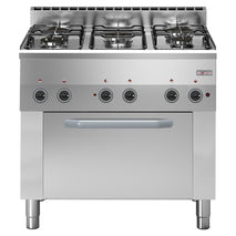 Diverso Gaskochfeld mit 5 Brennern, elektrischer Umluftofen 4x GN 1/1