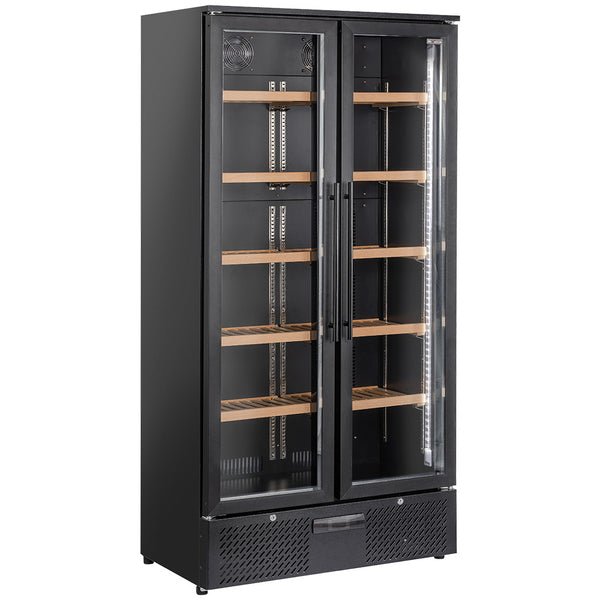 Diverso Weinkühlvitrine, Doppeltür, 460 Liter, 1 Temperatur - SCHWARZ