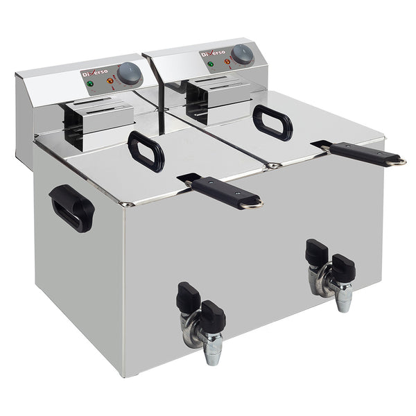 Diverso Elektro -Tischfriteuse 2x 8 Liter + Ablasshahn