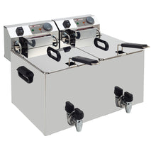 Diverso Elektro-Tischfriteuse 2x 10 Liter + Ablasshahn
