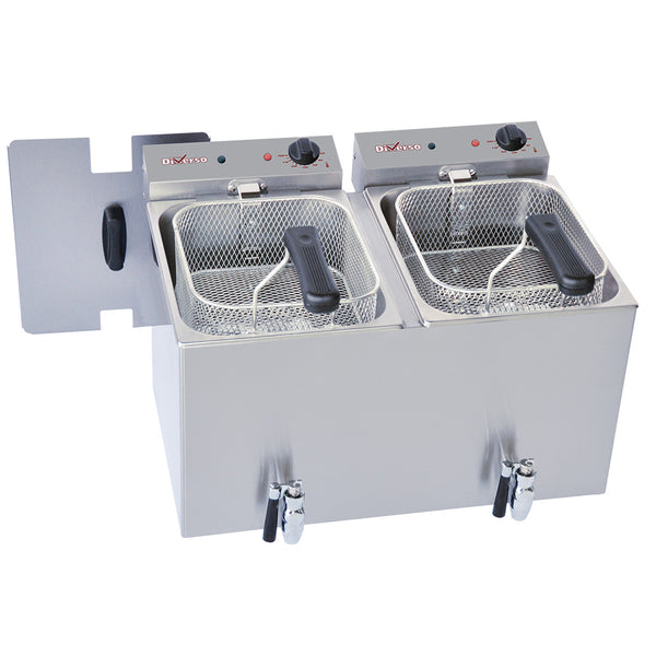 Diamond Elektro Tischfriteuse 2x 8 Liter + Ablasshahn