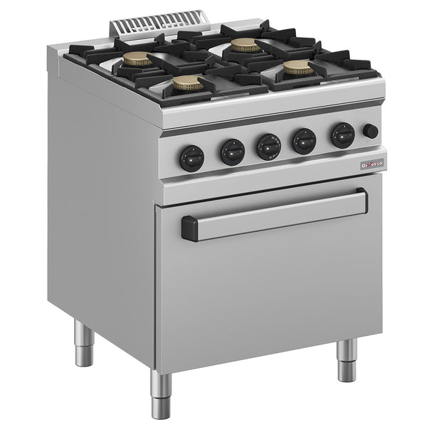 Diverso Gasherd 4 Brenner auf Gasbackofen GN 2/1