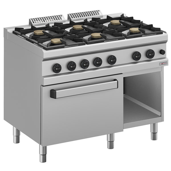 Diverso Gasherd 6 Brenner, Gasbackofen GN 2/1 und Unterbau