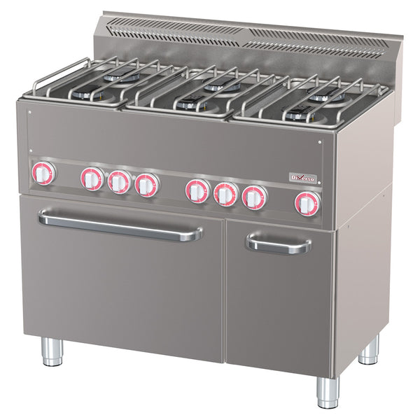 DIVERSO Herd 6 Brenner mit Konvektionsofen GN1/1 und neutralem Schrank