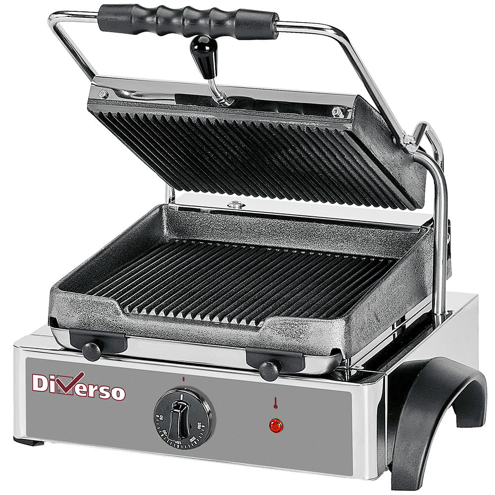 Diverso Elektro Kontaktgrill Panini, gerillte Platte
