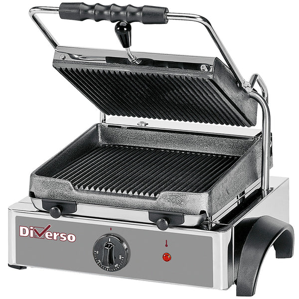 Diverso Elektro Kontaktgrill Panini, gerillte Platte