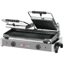 Diverso Elektro Kontaktgrill Panini DOPPELT, gerillte Platte
