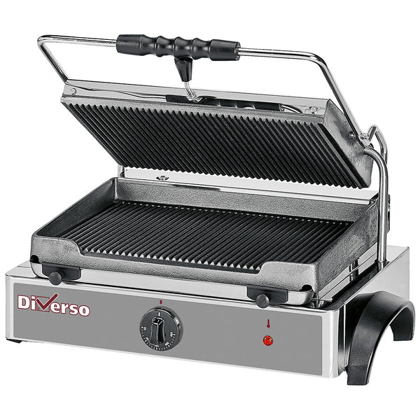 Diverso Elektro Kontaktgrill MEDIUM, gerillte Platte