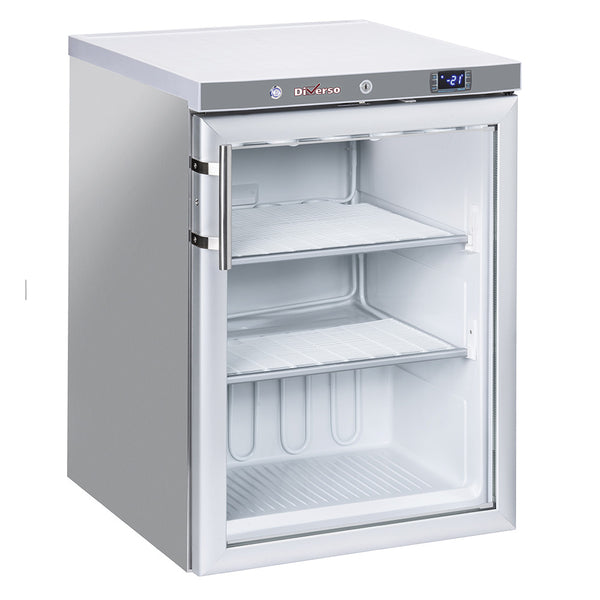 Diverso Statischer Gefrierschrank, Glastür, 200 Liter - aus Edelstahl