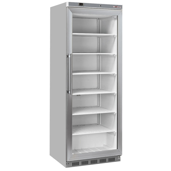 Diverso Gefrierschrank, Glastür, statisch, 400 Liter - Edelstahl