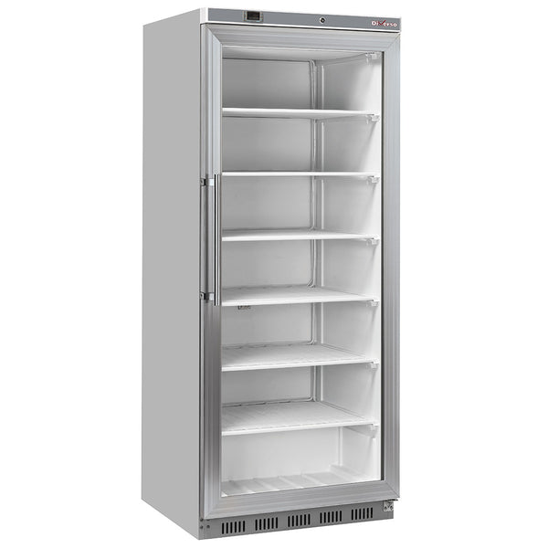 Diverso Gefrierschrank, statisch, Glastür, 600 Liter - aus Edelstahl