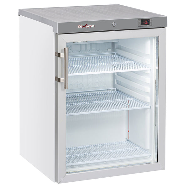 Diverso Kühlschrank, Glastür, belüftet, 200 Liter - Weiss