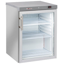 Diverso Kühlschrank, Glastür, belüftet, 200 Liter. aus Edelstahl