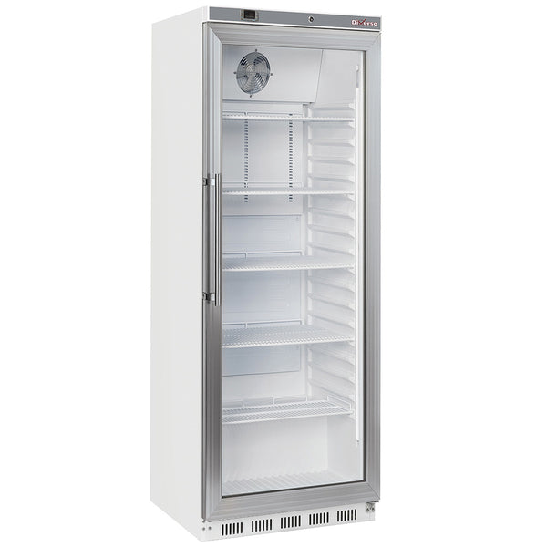 Diverso Kühlschrank, Glastür, belüftet, 400 Liter - Weiss