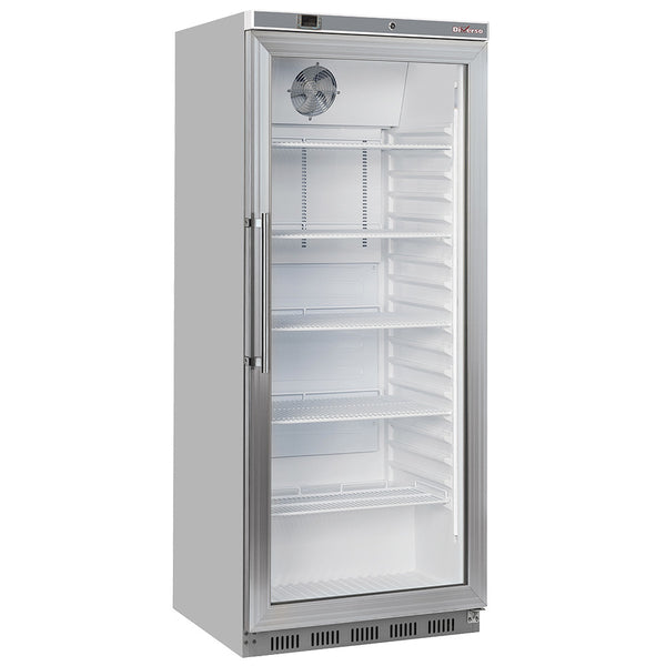 Diverso Kühlschrank GN 2/1, Glastür, belüftet, 600 Liter. aus Edelstahl