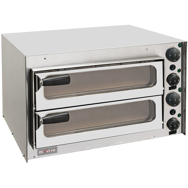 Diverso Pizzaofen 350 mm, mit Glastür, mit Doppelkammer