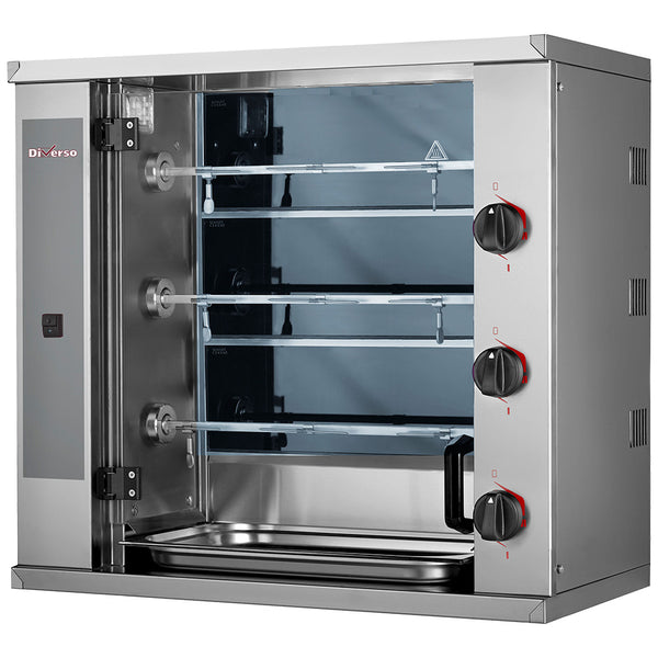 Diverso SMALL Hähnchengrill Glaskeramik, 3 Spieße (9 Hähnchen)