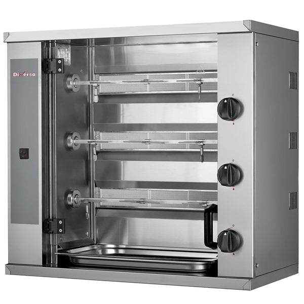 Diverso Hähnchengrill Gas, 3 Spieße (9 Hähnchen) SMALL