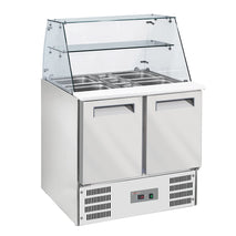 Diverso Saladette mit gewölbter Glasscheibe, 2x GN1/1+3x GN 1/6-150 mm + Reserve 2 Türen,GN 1/1