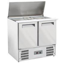 Diverso Saladette mit Deckel, 2x GN1/1+3x GN 1/6-150 mm + Reserve 2 Türen,GN 1/1