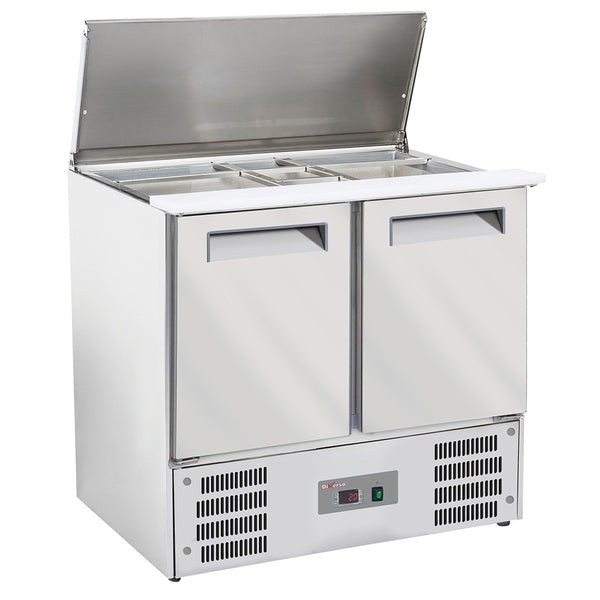 DIVERSO Saladette mit Deckel, 2x GN1/1+3x GN 1/6-150 mm + Reserve 2 Türen,GN 1/1