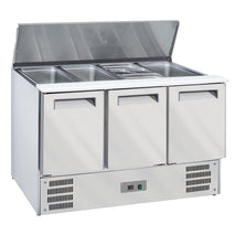Diverso Saladette mit Deckel, 4xGN1/1-150 mm + Reserve 3 Türen.GN 1/1