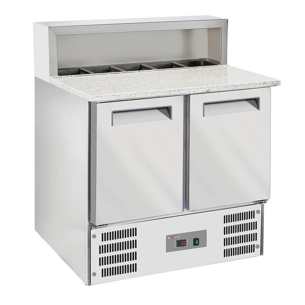 Diverso 2-türiger gekühlter pizzas tisch GN1/1, gekühlte Struktur 5x GN1/6-150 mm