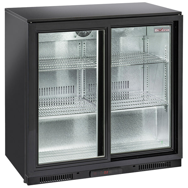 Diverso Belüfteter Flaschenkühler "Hinterbar",  2 Glas- Schiebetüren
