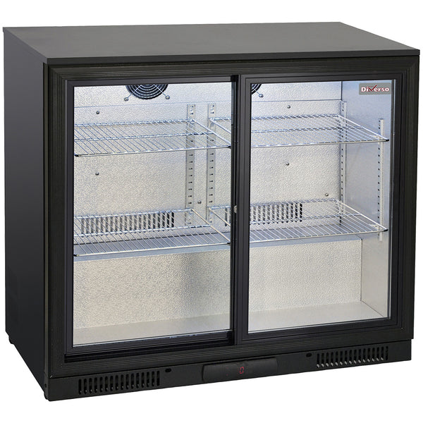 Diverso Belüfteter Flaschenkühler,  2 Glas- Schiebetüren