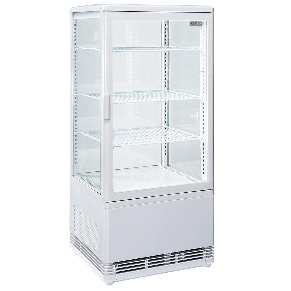 DIVERSO Tischvitrine, 4 Ebenen, 4 Glasfronten, 80 Liter - WEIß