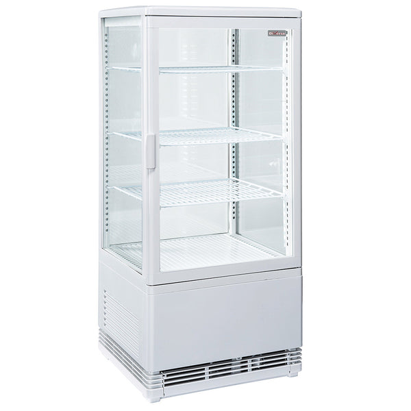 DIVERSO Tischvitrine, 4 Ebenen, 4 Glasfronten, 80 Liter - WEIß