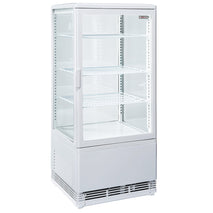 DIVERSO Tischvitrine, 4 Ebenen, 4 Glasfronten, 80 Liter - WEIß