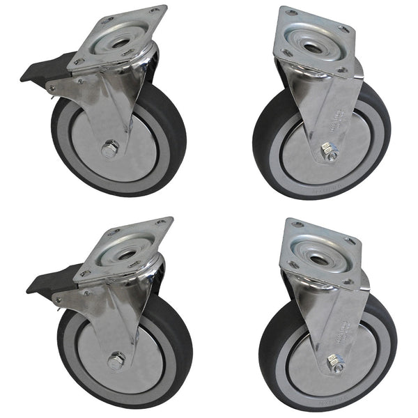 Diamond Kit Räder aus Edelstahl für Schrank, 2 mit Bremsen