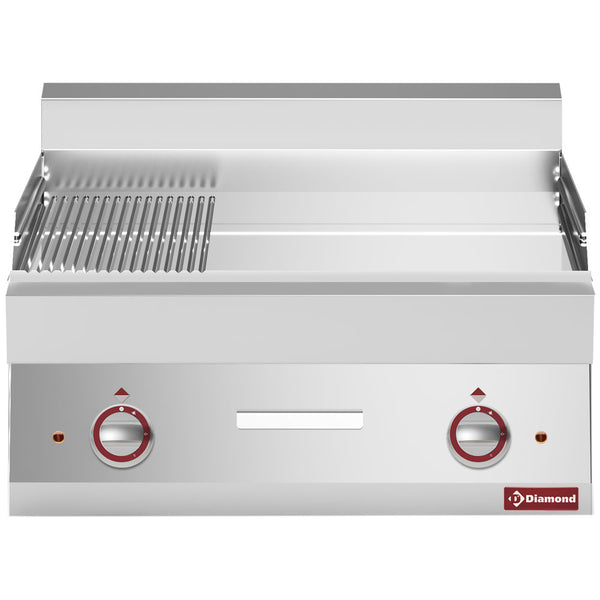 Diamond Elek. Grillplatte 2/3 glatt 1/3 gerillt  -Top-, verchromt