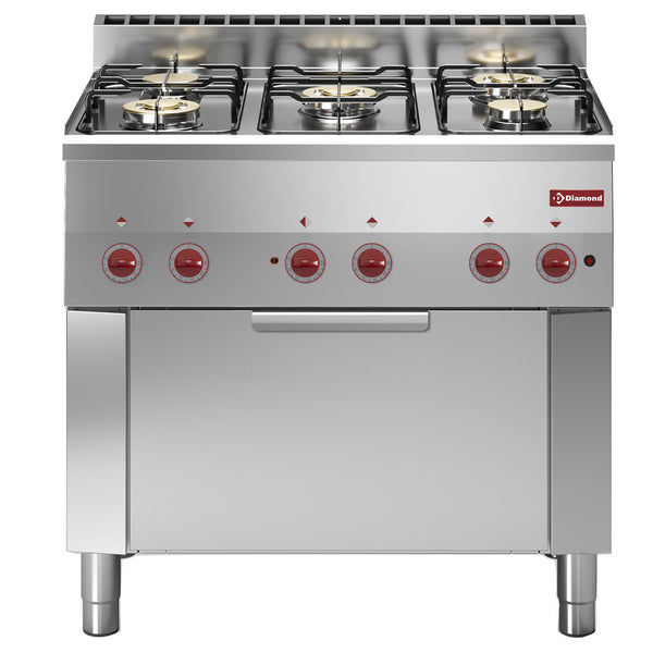 Diamond Gasherd 5 Brenner mit Elektro Konvektionsbackofen GN 1/1